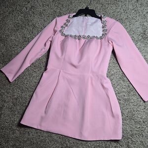 Romantic Elegant Simple Pink Satin Mini Dress